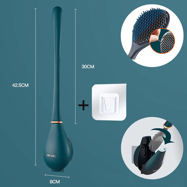 Hygienische Toilettenbürste aus Silikon mit Halterung - stilvoll, hochwertig & langlebig_grün
