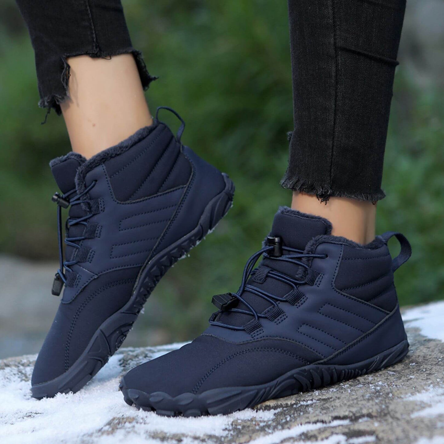 Wasserfeste Damen-Barfußschuhe für den Winter (Testsieger) - Fleece-Innenfutter, große Zehenbox, schmerzfrei