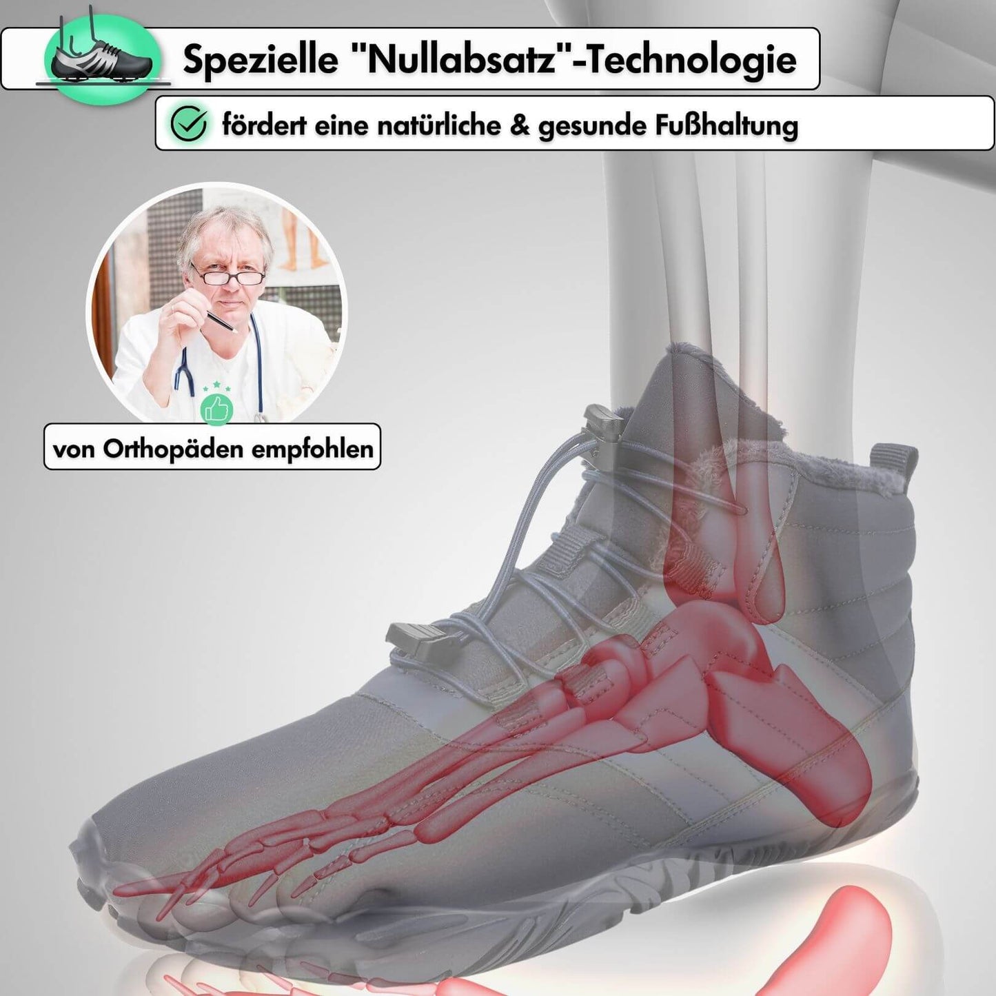 Wasserfeste Damen-Barfußschuhe für den Winter (Testsieger) - Fleece-Innenfutter, große Zehenbox, schmerzfrei