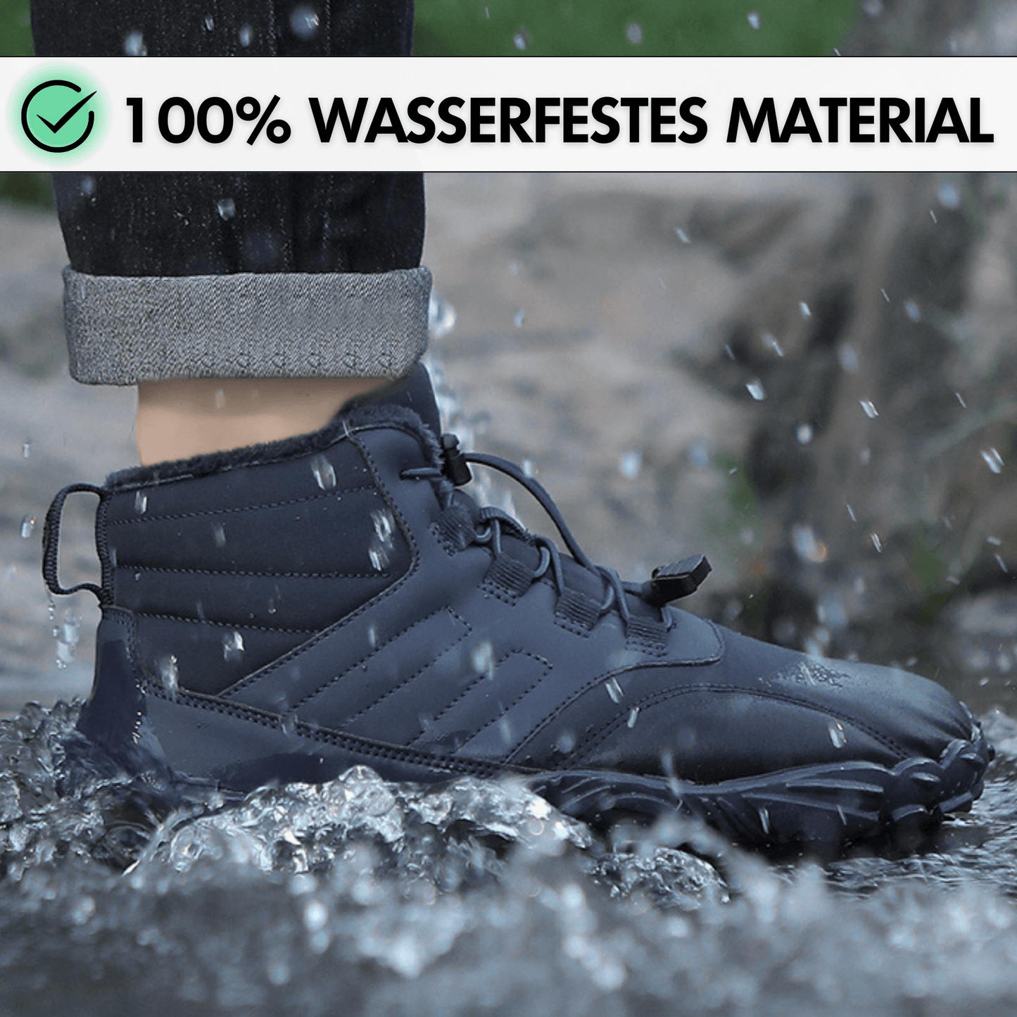 Wasserfeste Damen-Barfußschuhe für den Winter (Testsieger) - Fleece-Innenfutter, große Zehenbox, schmerzfrei