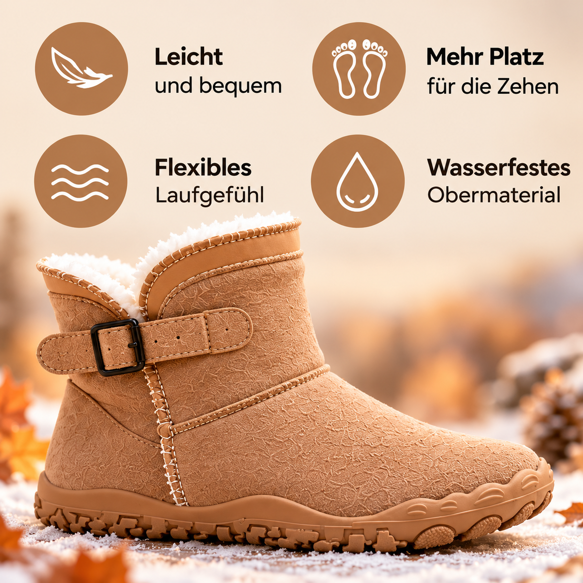 Winter-Barfußboots mit dickem Innenfutter