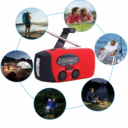 Notfallradio für Blackout & Krisenzeiten – Solar Kurbelradio AM/FM, 2000mAh Powerbank, LED Taschenlampe, USB Ladegerät