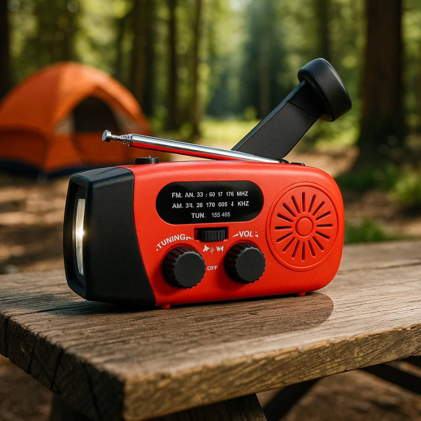 Notfallradio für Blackout & Krisenzeiten – Solar Kurbelradio AM/FM, 2000mAh Powerbank, LED Taschenlampe, USB Ladegerät