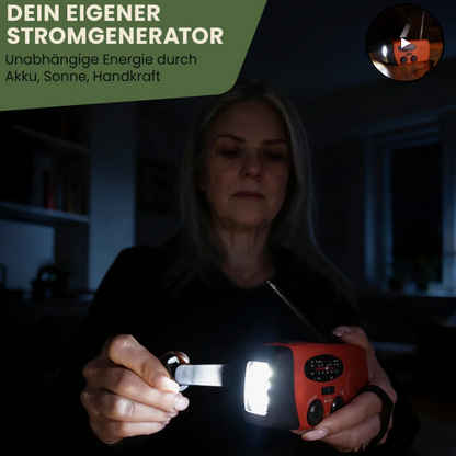Notfallradio für Blackout & Krisenzeiten – Solar Kurbelradio AM/FM, 2000mAh Powerbank, LED Taschenlampe, USB Ladegerät