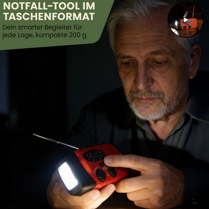 Notfallradio für Blackout & Krisenzeiten – Solar Kurbelradio AM/FM, 2000mAh Powerbank, LED Taschenlampe, USB Ladegerät