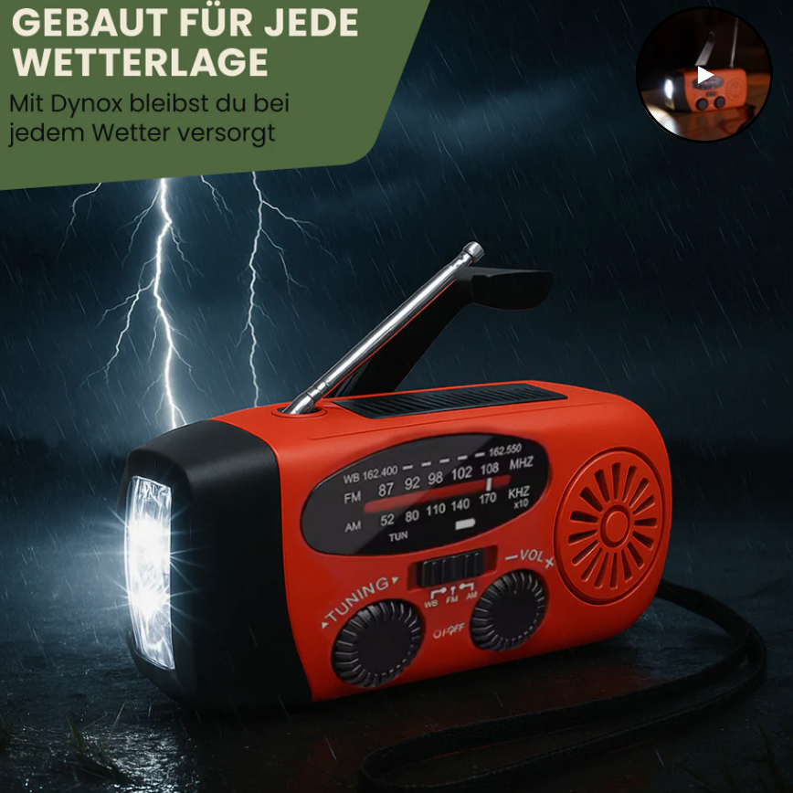 Notfallradio für Blackout & Krisenzeiten – Solar Kurbelradio AM/FM, 2000mAh Powerbank, LED Taschenlampe, USB Ladegerät