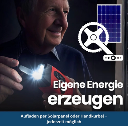 Notfallradio für Blackout & Krisenzeiten – Solar Kurbelradio AM/FM, 2000mAh Powerbank, LED Taschenlampe, USB Ladegerät