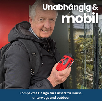 Notfallradio für Blackout & Krisenzeiten – Solar Kurbelradio AM/FM, 2000mAh Powerbank, LED Taschenlampe, USB Ladegerät
