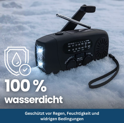 Notfallradio für Blackout & Krisenzeiten – Solar Kurbelradio AM/FM, 2000mAh Powerbank, LED Taschenlampe, USB Ladegerät