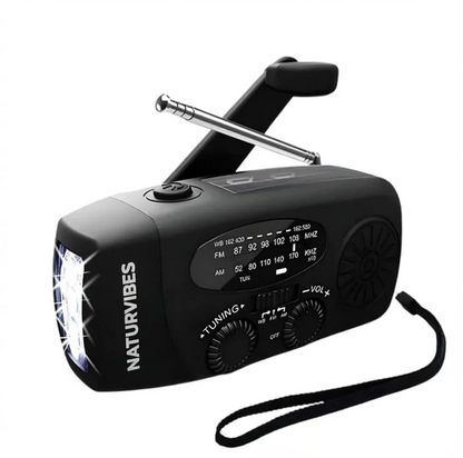Notfallradio für Blackout & Krisenzeiten – Solar Kurbelradio AM/FM, 2000mAh Powerbank, LED Taschenlampe, USB Ladegerät