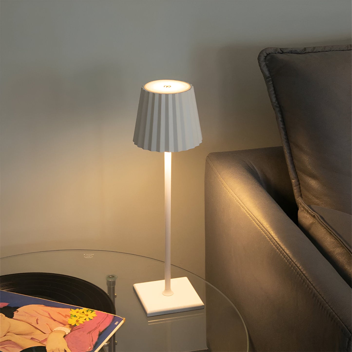 Kaufladen_LuminaTouch - wasserdichte, wiederaufladbare, kabellose, dimmbare LED-Tischlampe | Für drinnen und draußen geeignet | 3000K Warmweiß Licht | Designer + weiß 2