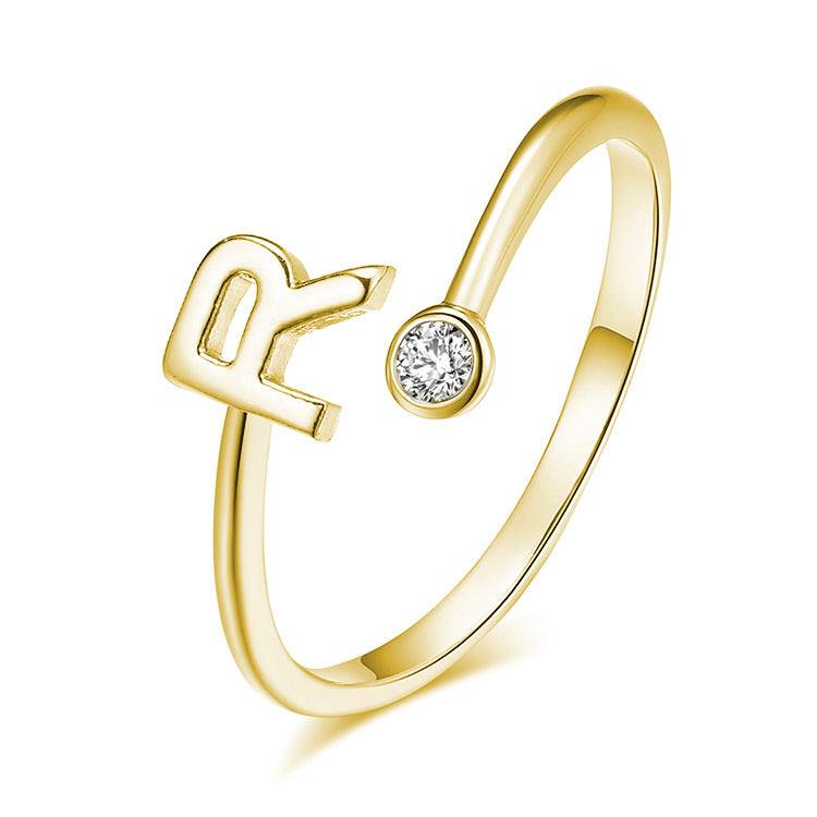 Buchstaben Ring Vergoldet/Zirkonia