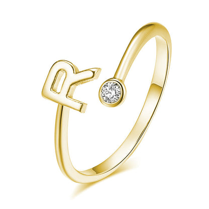 Buchstaben Ring Vergoldet/Zirkonia