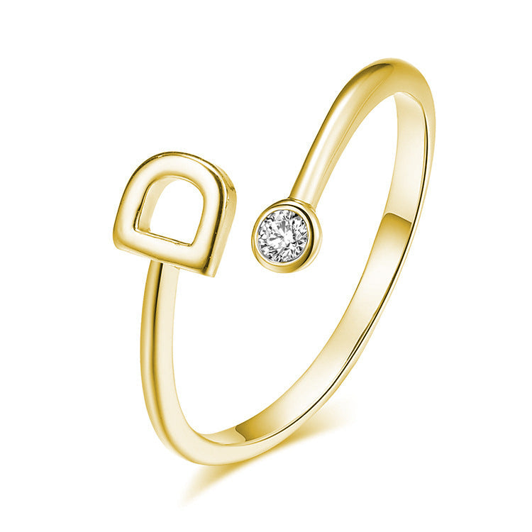 Buchstaben Ring Vergoldet/Zirkonia