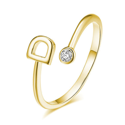 Buchstaben Ring Vergoldet/Zirkonia