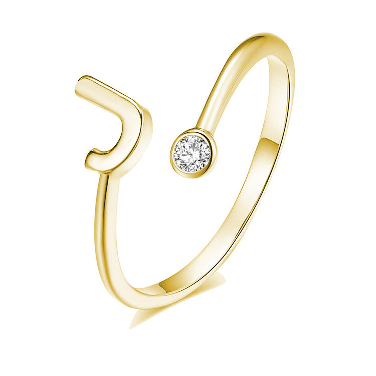 Buchstaben Ring Vergoldet/Zirkonia