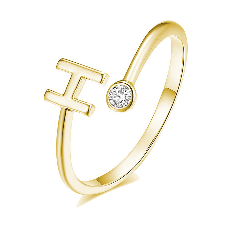 Buchstaben Ring Vergoldet/Zirkonia