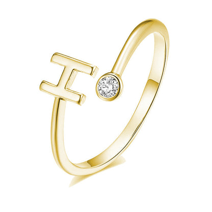 Buchstaben Ring Vergoldet/Zirkonia