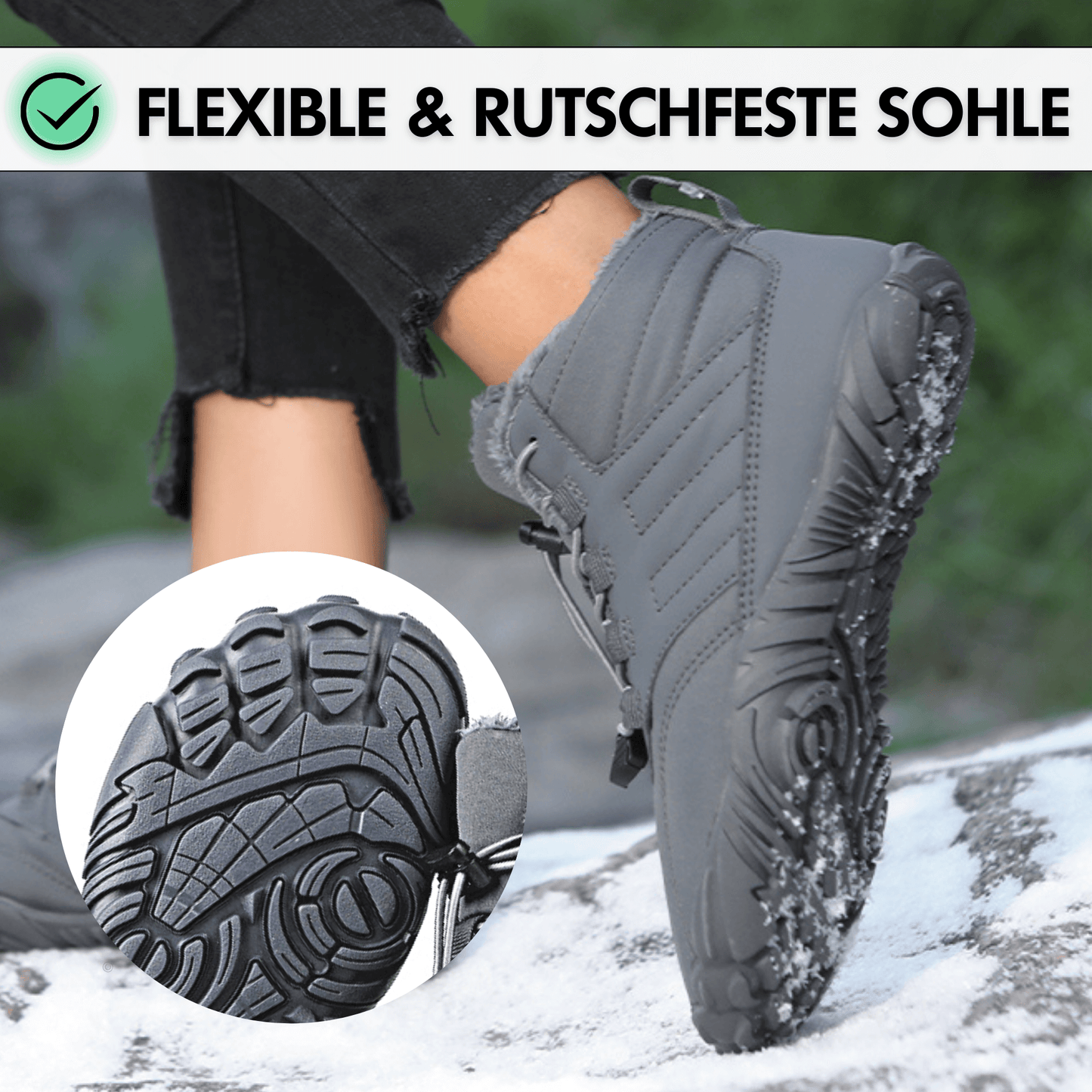 Wasserfeste Damen-Barfußschuhe für den Winter (Testsieger) - Fleece-Innenfutter, große Zehenbox, schmerzfrei