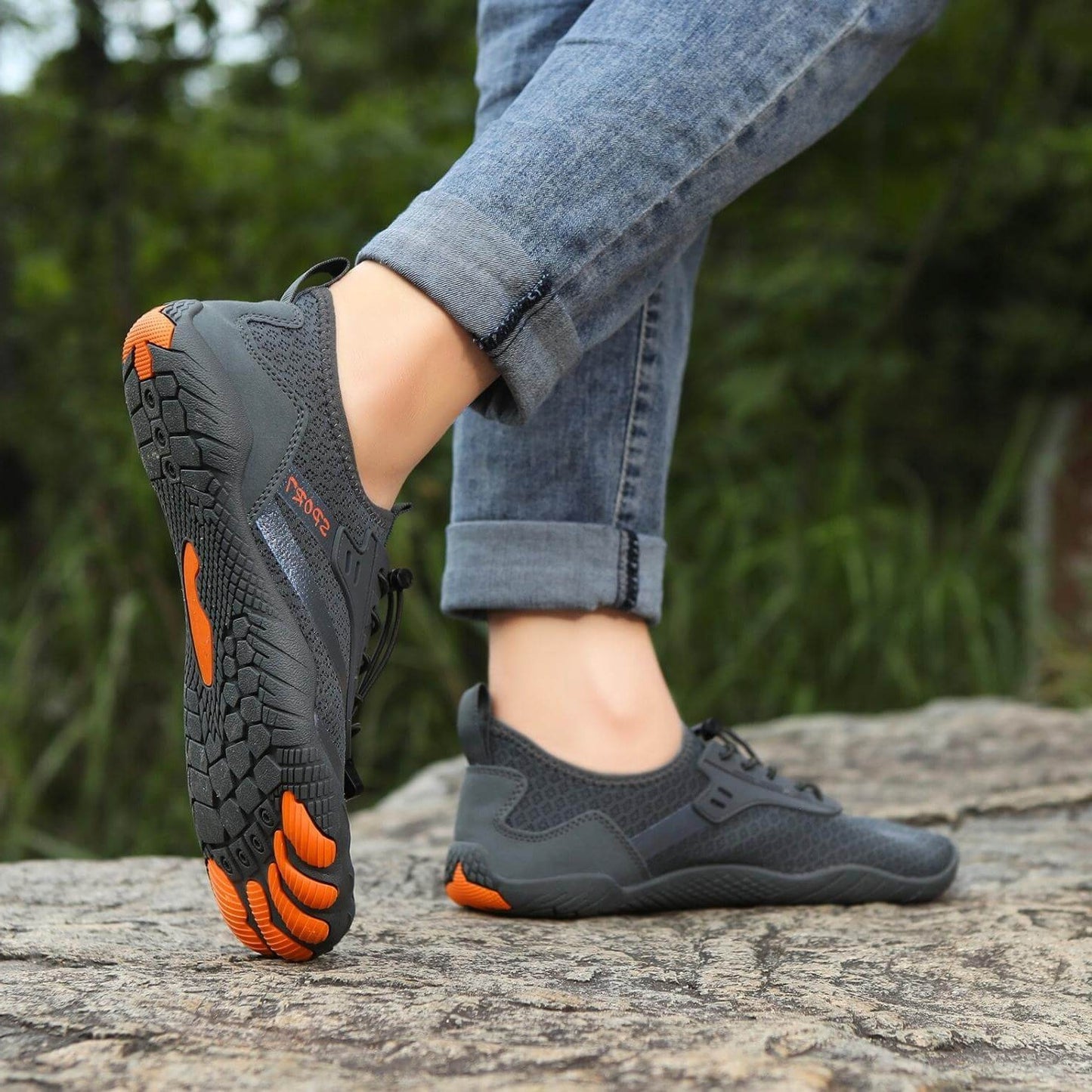 Unisex-Barfußschuhe "Feel Pro" - große Zehenfreiheit, gesund &amp; komfortabel - nie wieder Schmerzen, Blasen oder Schwellungen_grau