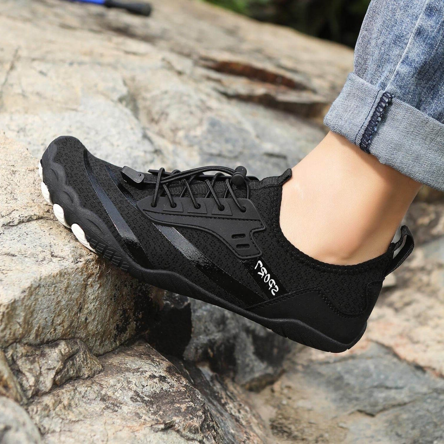 Unisex-Barfußschuhe "Feel Pro" - große Zehenfreiheit, gesund &amp; komfortabel - nie wieder Schmerzen, Blasen oder Schwellungen_schwarz 2