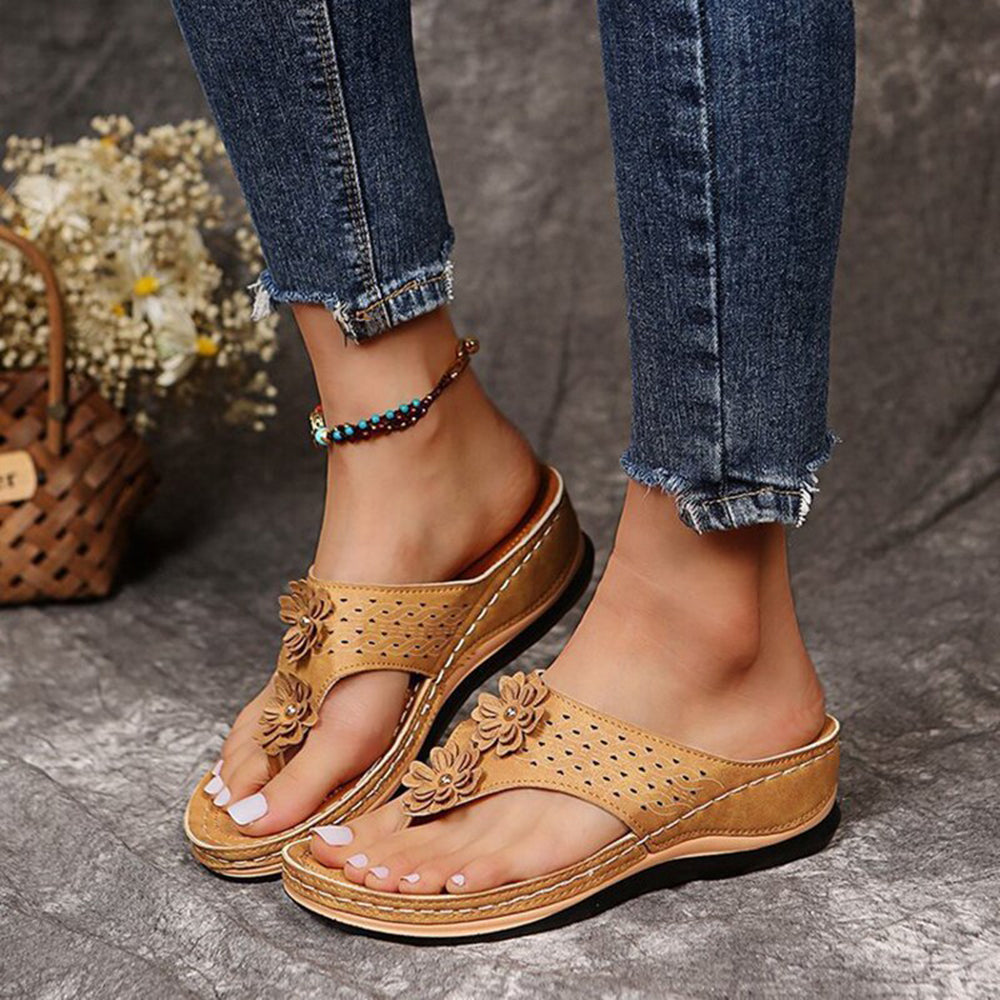 Orthopädische Retro-Sandalen für Damen - gleichmäßige Druckverteilung, leicht & bequem, Haltungskorrektur, braun