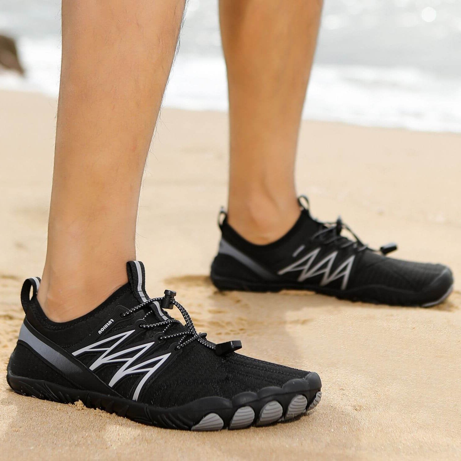 Unisex-Barfußschuhe "Sport Pro" - für Sport, Wandern, Trail Running - die gesündesten Schuhe - große Zehenfreiheit_schwarz
