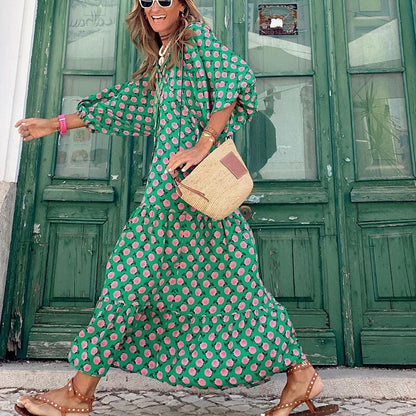 Milina Kleid | Grünes langes Kleid für Damen