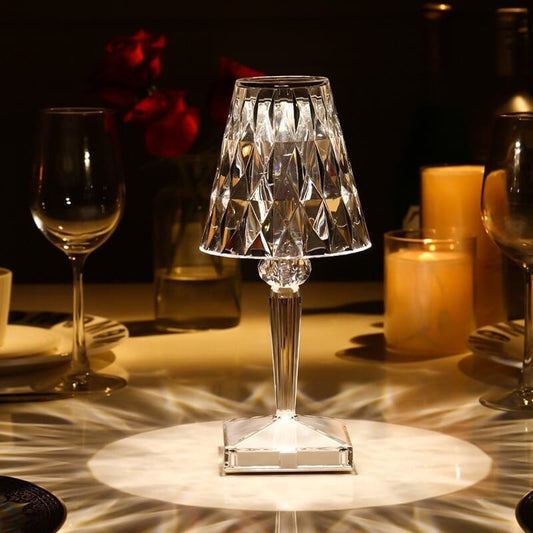 Kaufladen Romantische Kristall-Tischlampe aus Acrylglas - dekorativ, 3 Farben, aufladbar