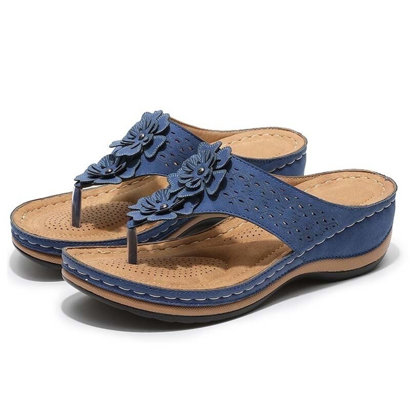 Orthopädische Retro-Sandalen für Damen - gleichmäßige Druckverteilung, leicht & bequem, Haltungskorrektur, blau + 4