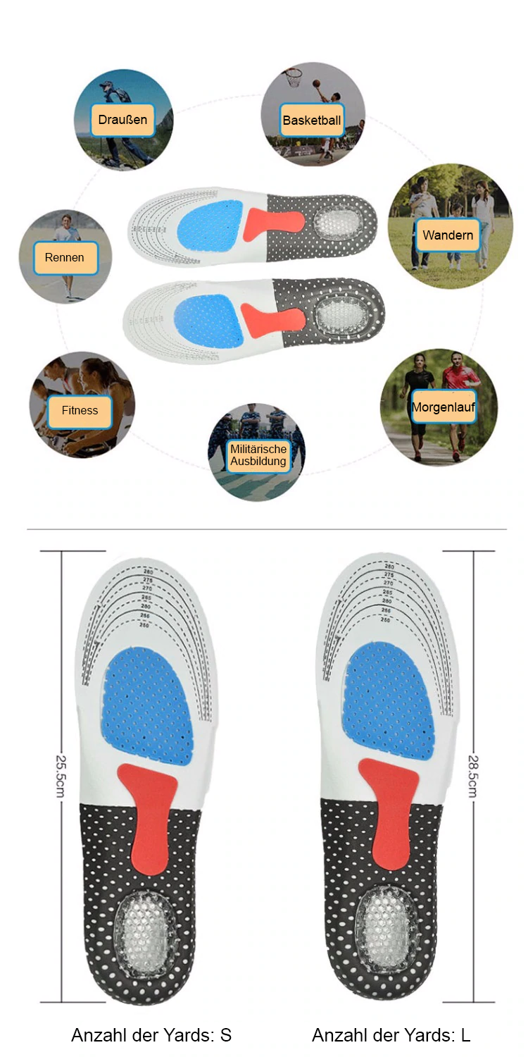 Orthopädische Komfort-Einlagen / Gel-Pad-Einlagesohlen - Lösung für Fuß-, Knie-, Hüft- & Rückenschmerzen  8