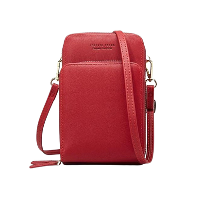 Designer Handy-Handtasche aus Leder mit dreifachem Verschluss und Kartenfächer I Handy Umhängetasche_dunkelrot 8